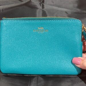 Coach Vibrant Blue Leather Wristlet